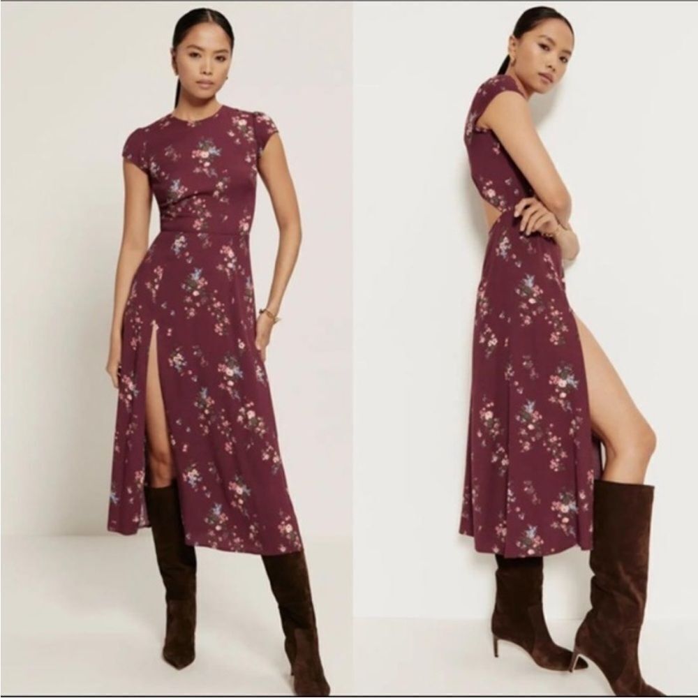 Reformation Gavin maroon floral dress